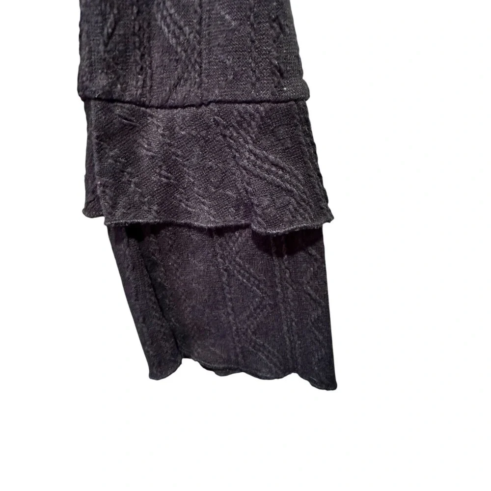 Cider‎ Woven Solid V-Neck Ruched Drawstring Navy Blue  Dress L Grunge Fairycore